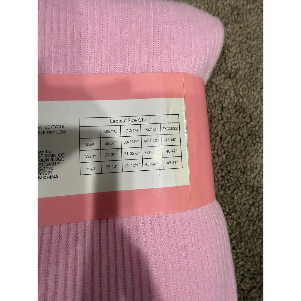 Bobbie Brooks Sleep Shirt Pink Ribbed Knit Long Sleeve Cozy Core Large L NEW